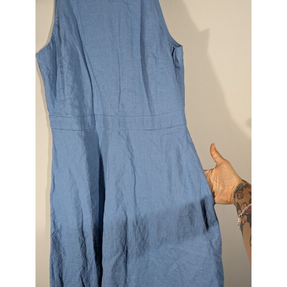 Boden Womens Blue Linen Sleeveless Maxi A Line Riviera Dress Sz 8 Preppy Coastal - Picture 8 of 9